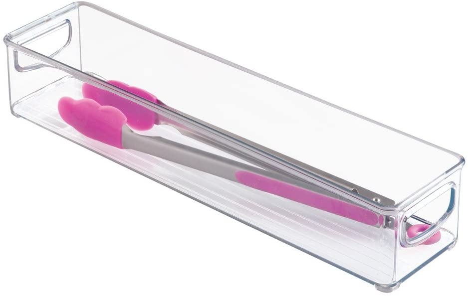Förvaringslåda, Långsmal, Stapelbar, Låg. ID CABINET BIN, 10,2 x 40,6 x H7,6 cm, Transparent