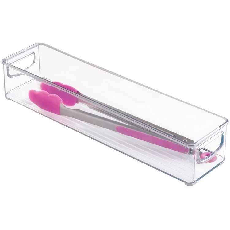 Förvaringslåda, Långsmal, Stapelbar, Låg. ID CABINET BIN, 10,2 x 40,6 x H7,6 cm, Transparent