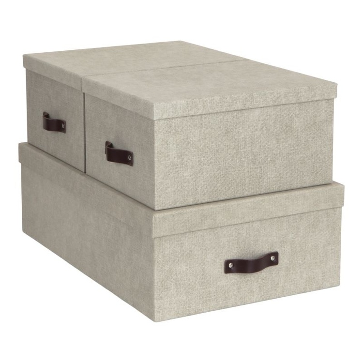 Förvaringslådor, Set med 3,  BIGSO INGE CANVAS,  Beige