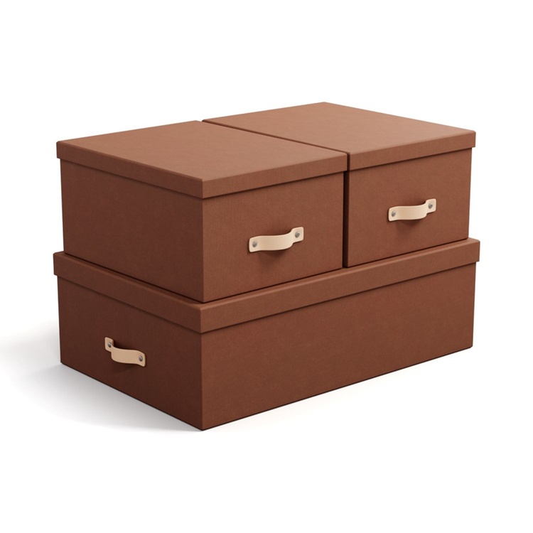 Förvaringslådor, Set med 3,  BIGSO INGE RESTORE, Sienna