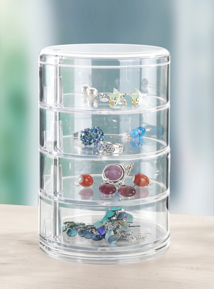Förvaringssnurra, 4 fack, ORGANIZER TOWER, Ø 11,5 x H 17,5 cm, Klar