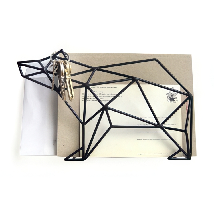 Förvaringsställ i metall, stående eller vägghängd, BEAR, 25 x 7,7 x H 15,6 cm, Svart