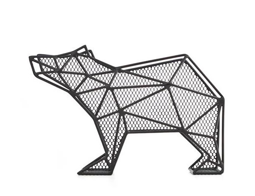 Förvaringsställ i metall, stående eller vägghängd, BEAR, 25 x 7,7 x H 15,6 cm, Svart
