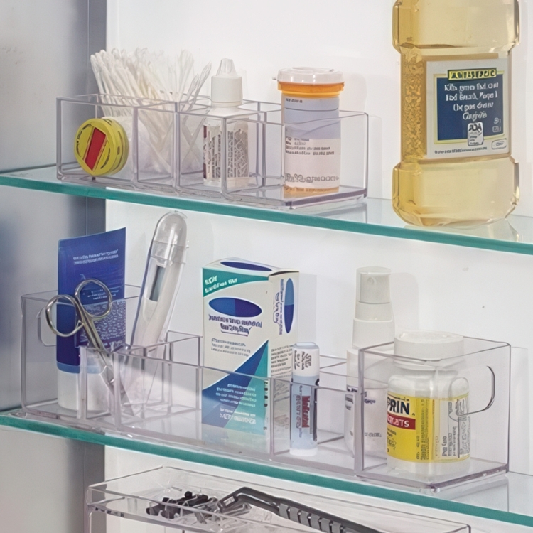 Förvaringsställ, långsmalt, CLARITY ORGANIZER, 30,5 x 7,6 x H 7,6 cm, Klar