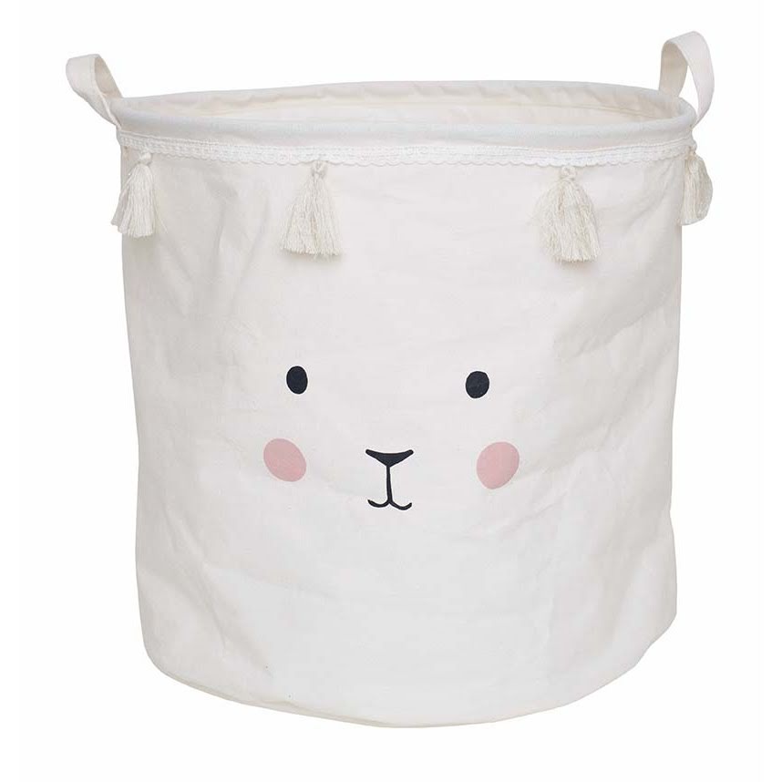 Förvaringssäck med tofsar, WHITE BUNNY, JaBaDaBaDo, Ø 40 x H 40 cm, Offwhite