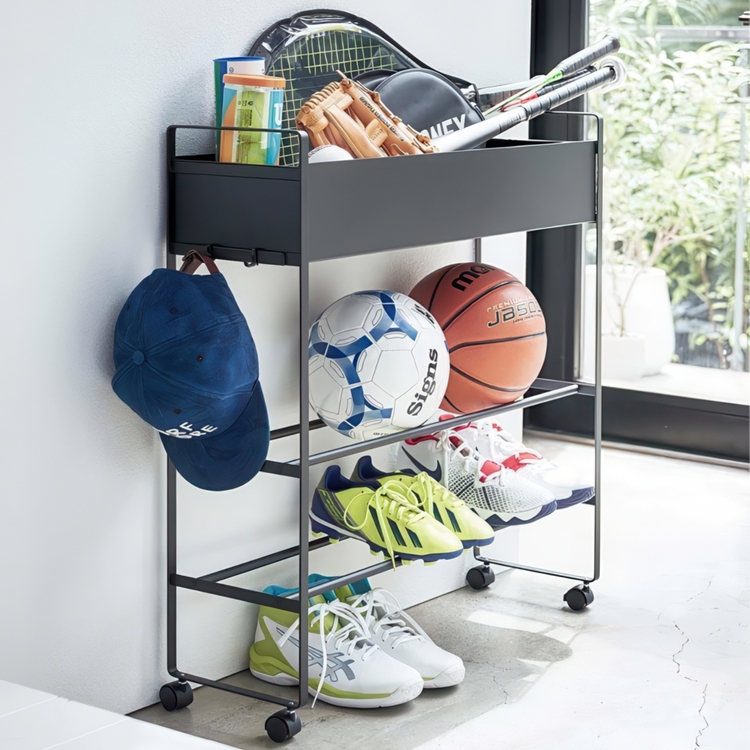 Förvaringsvagn / Skoställ på hjul, ENTRYWAY TROLLEY, 75,5 x 22 x H 74,5 cm, Yamazaki