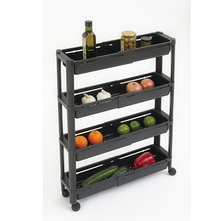 Förvaringsvagn, 4 TIERS EXTEND TROLLEY, 37,5~60 x 15 x H 78,5 cm, Svar