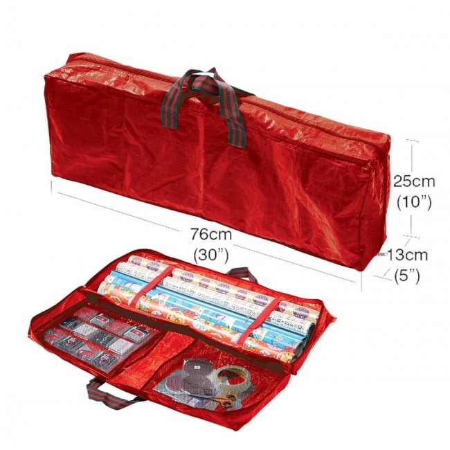 Förvaringsväska för Presentpapper, GIFT WRAP, 76 x 13 x H 25 cm, Röd