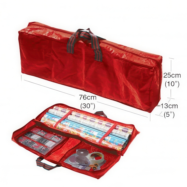 Förvaringsväska för Presentpapper, GIFT WRAP, 76 x 13 x H 25 cm, Röd
