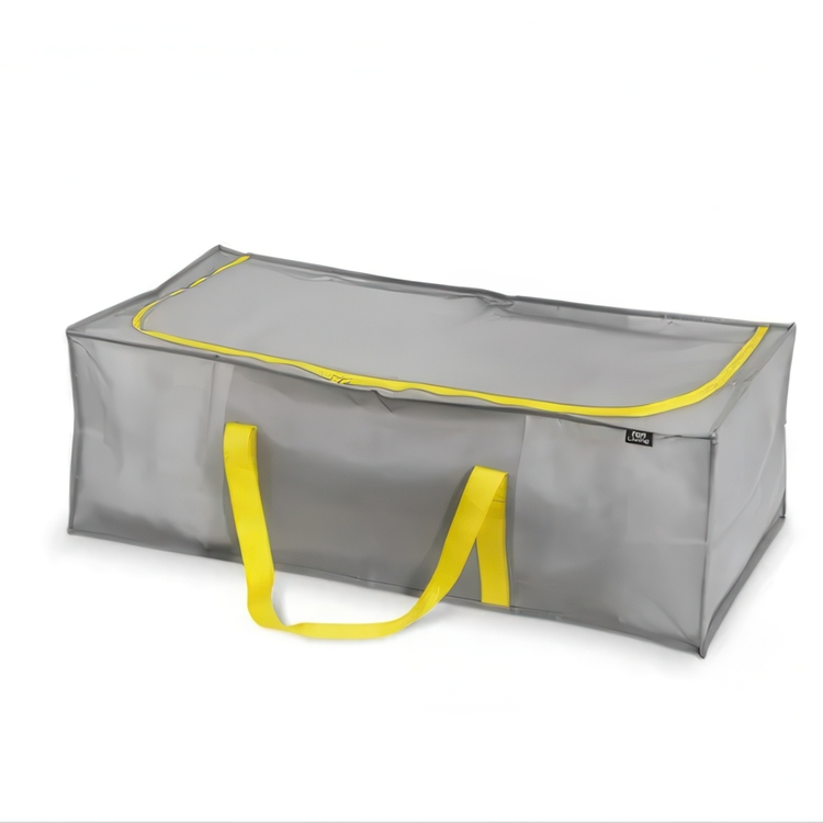 Förvaringsväska, Extra Stark, 120 L TAURUS SUPER TOUGH XL, 90 x 45 x H 30 cm, Silvergrå / Gul