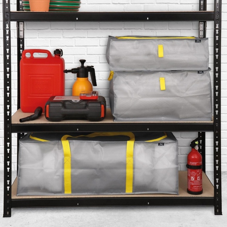 Förvaringsväska, Extra Stark, 120 L TAURUS SUPER TOUGH XL, 90 x 45 x H 30 cm, Silvergrå / Gul