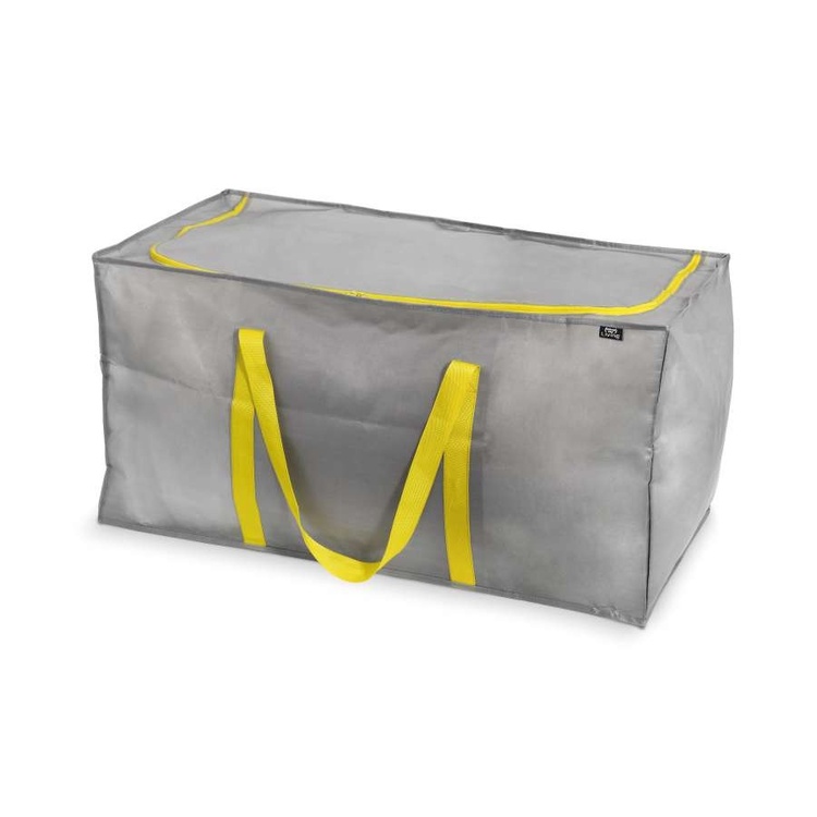 Förvaringsväska, Extra Stark, 180 L TAURUS SUPER TOUGH XXL, 90 x 45 x H 45 cm, Silvergrå / Gul