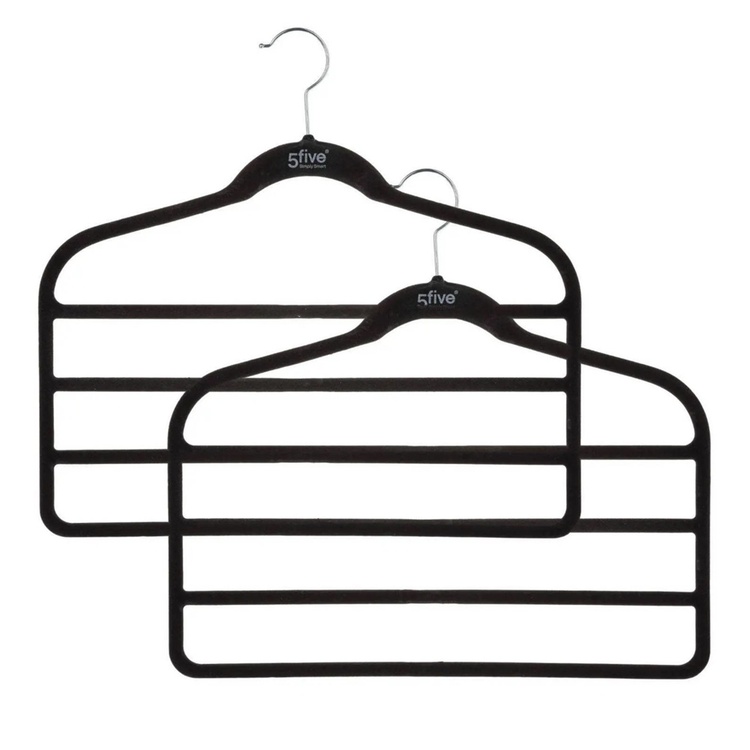 Galgar för 4 par byxor, 2 st, VELVET PANT HANGERS, 45 cm, Svart