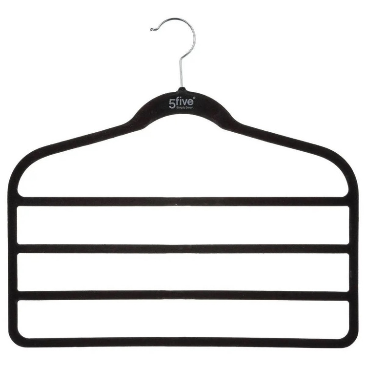 Galgar för 4 par byxor, 2 st, VELVET PANT HANGERS, 45 cm, Svart
