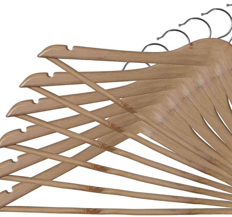 Galgar i trä, 6 st, BIG PACK MISTER COAT HANGERS, 44 cm, Natur
