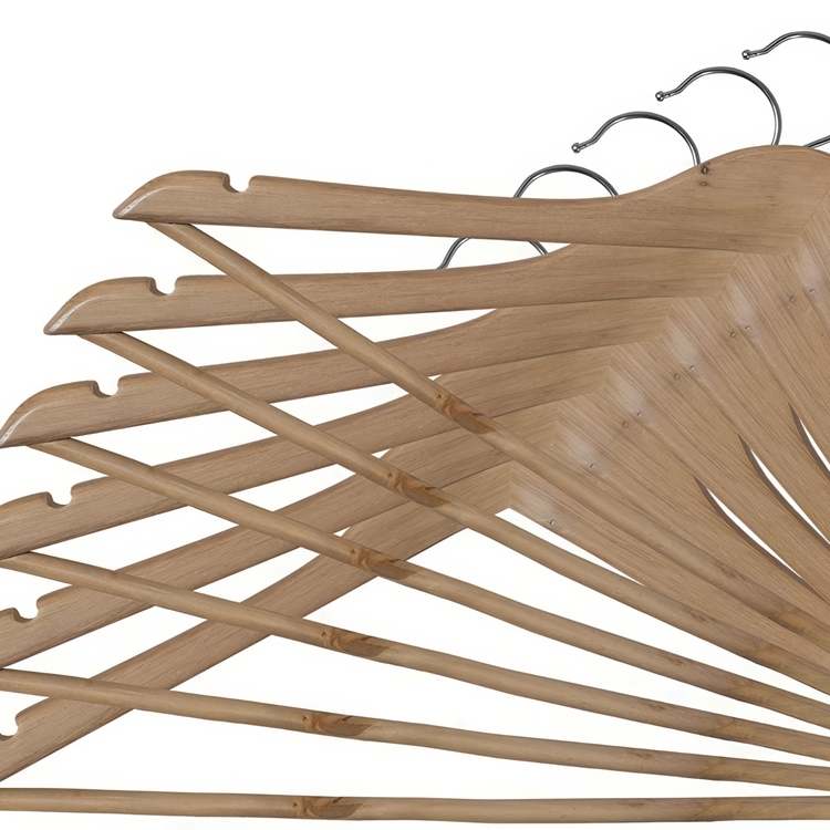 Galgar i trä, 6 st, BIG PACK MISTER COAT HANGERS, 44 cm, Natur