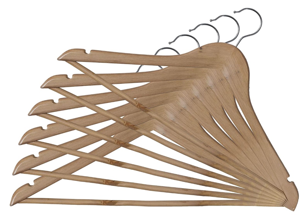 Galgar i trä, 6 st, BIG PACK MISTER COAT HANGERS, 44 cm, Natur