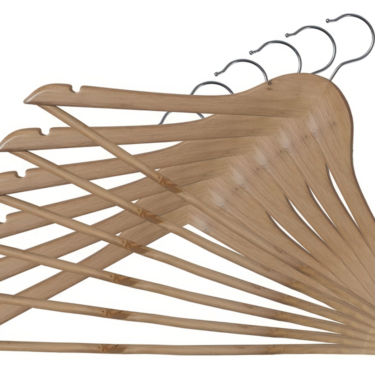Galgar i trä, 6 st, BIG PACK MISTER COAT HANGERS, 44 cm, Natur