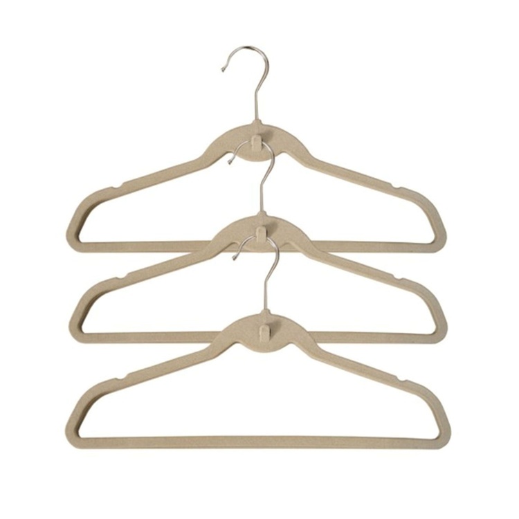 Galgar med extra krok, 3 st, VELVET CASCADE HANGER, 42 cm, Beige