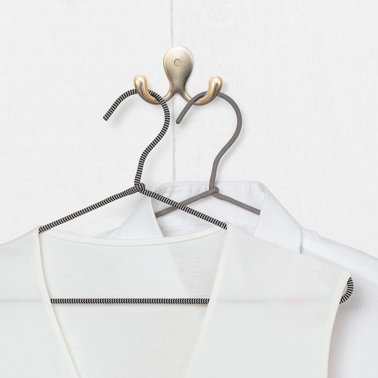 Galgar, Tygklädd metall, 6 st, PREMIUM NON-SLIP HANGERS, 40 cm, Svarta / grå