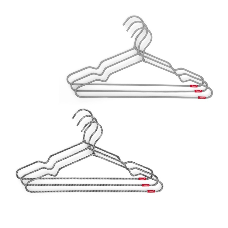 Galgar, Tygklädd metall, 6 st, PREMIUM NON-SLIP HANGERS, 40 cm, Svarta / grå