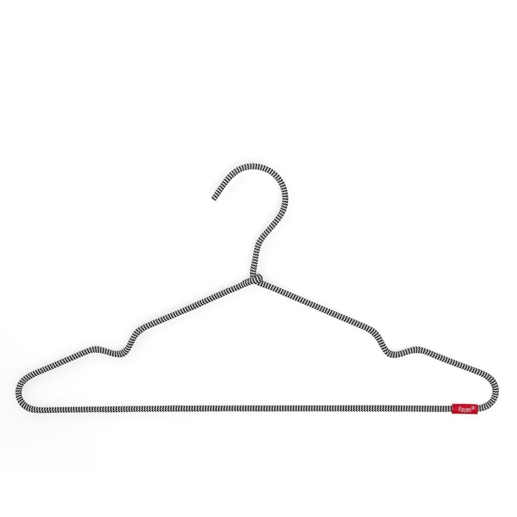 Galgar, Tygklädd metall, 6 st, PREMIUM NON-SLIP HANGERS, 40 cm, Svarta / grå
