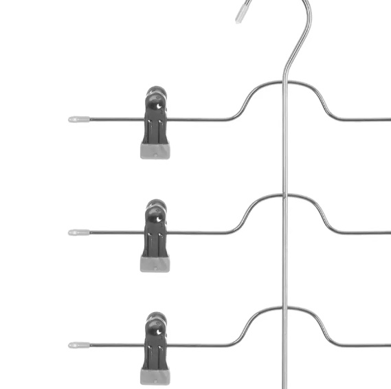 Galge för 4 st kjolar, Metall, SPACE SAVING CLIP HANGER, 33,5 cm, Silver / grå