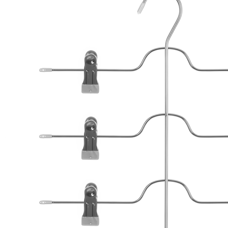 Galge för 4 st kjolar, Metall, SPACE SAVING CLIP HANGER, 33,5 cm, Silver / grå