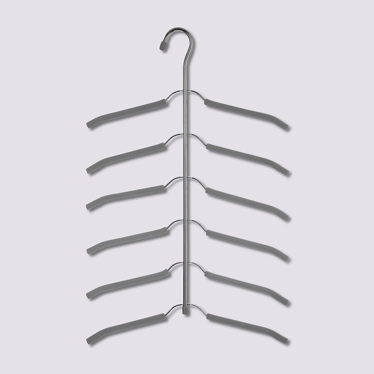 Galge för 6 Skjortor, SOFT CASCADE HANGER, 37 cm, Silver / Grå