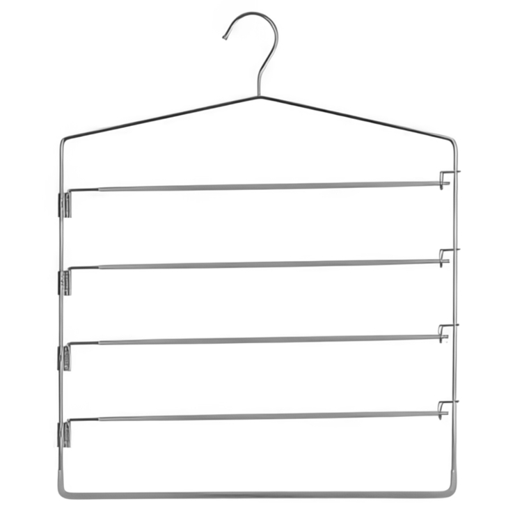 Galge i metall för 5 par byxor, CINTRES PANTALON, 37,5 x H 45 cm , Silver / Grå