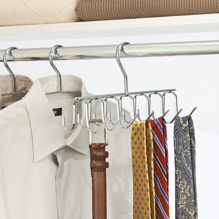 Galge i metall för Slipsar och Skärp, AXIS TIE & BELT RACK, Silver