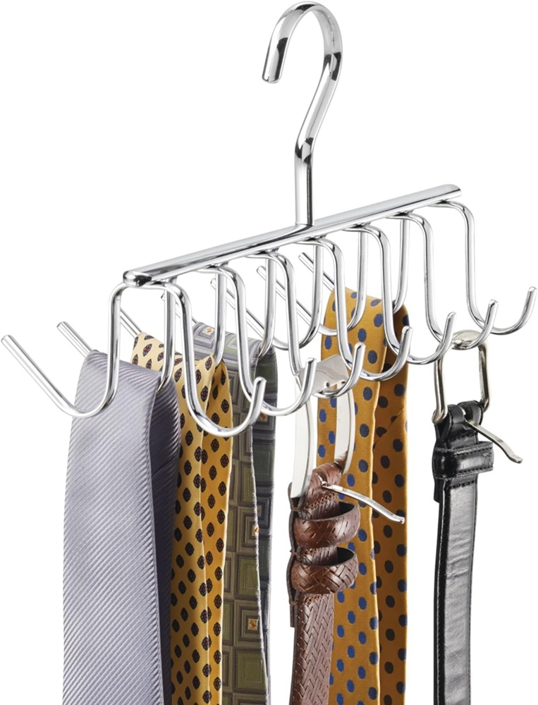Galge i metall för Slipsar och Skärp, AXIS TIE & BELT RACK, Silver