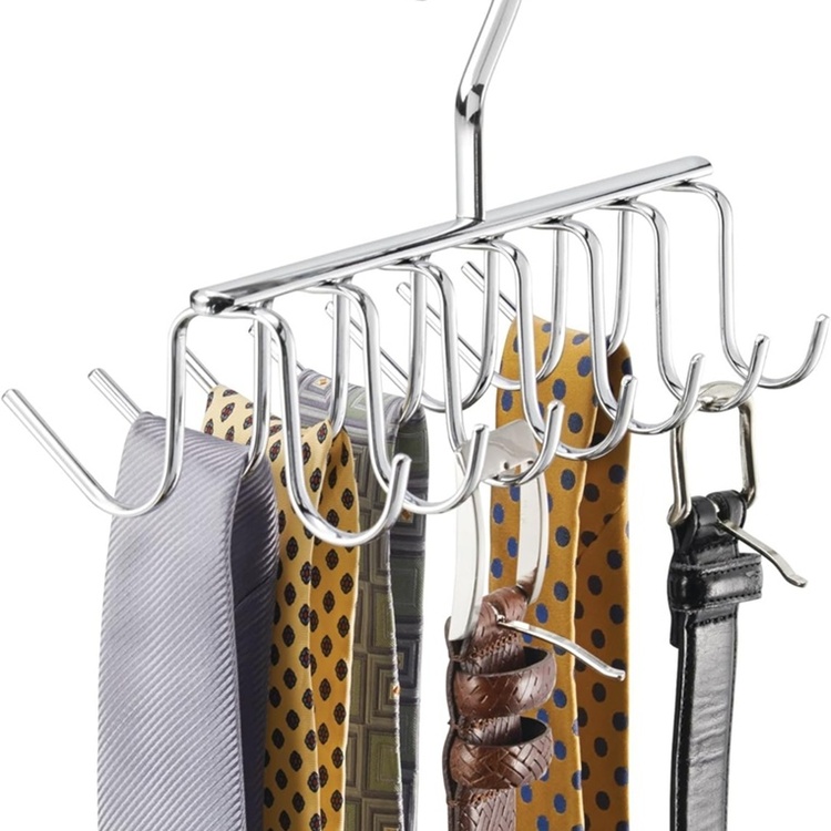 Galge i metall för Slipsar och Skärp, AXIS TIE & BELT RACK, Silver