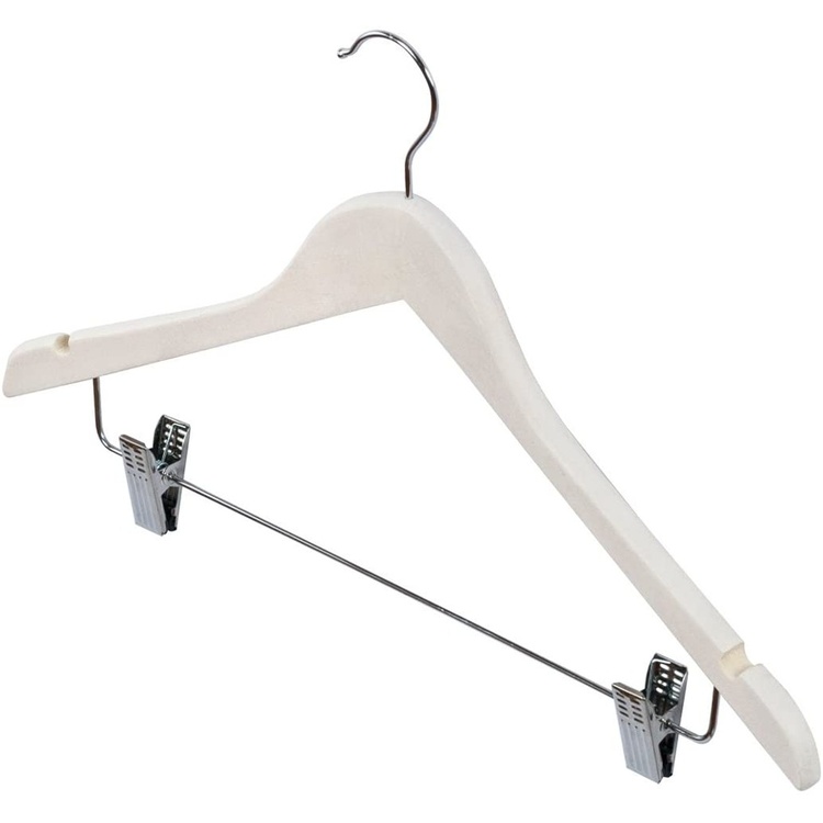 Galge i trä med klämmor, LIVING, 45 cm, White wash / Metall