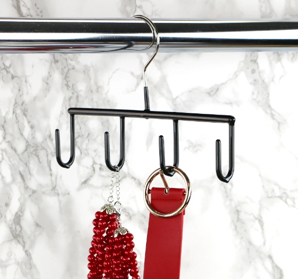 Galge med krokar för skärp, smycken m.m. MAWA ACCESSORY HANGER, Svart