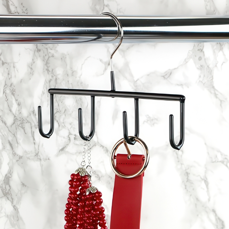 Galge med krokar för skärp, smycken m.m. MAWA ACCESSORY HANGER, Svart