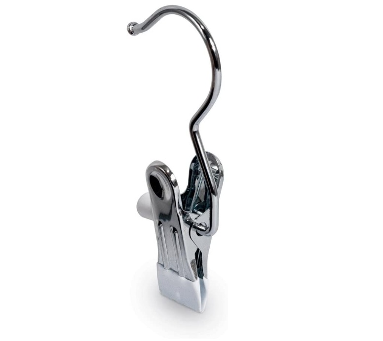 Galgkrokar med klämmor, 4 st, ANTI-SLIP, Silver / Vit