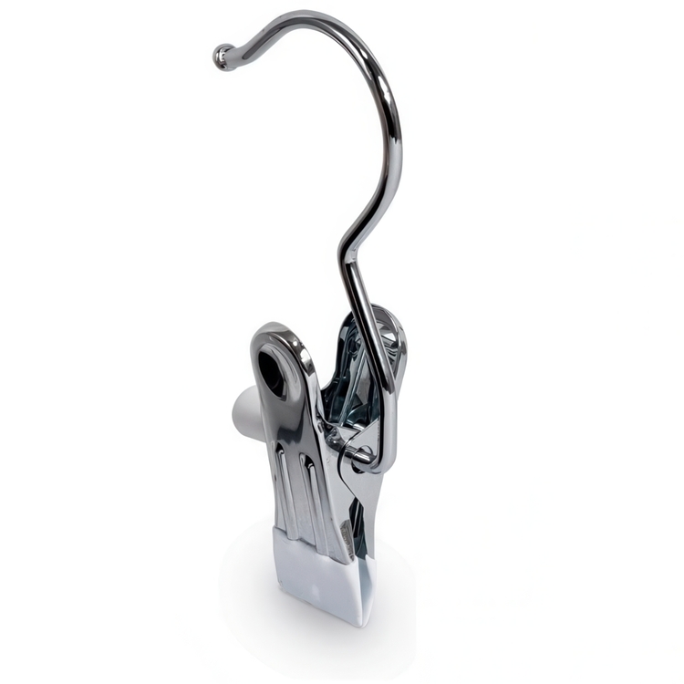 Galgkrokar med klämmor, 4 st, ANTI-SLIP, Silver / Vit