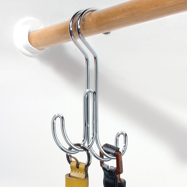 Garderobsstångs Krokar, 2 krokar, DOUBLE S-HOOK, Silver