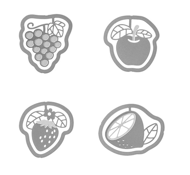 Gem i form av frukter E-CLIPS - FRUIT, 16 st, Midori, Silver