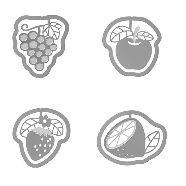 Gem i form av frukter E-CLIPS - FRUIT, 16 st, Midori, Silver