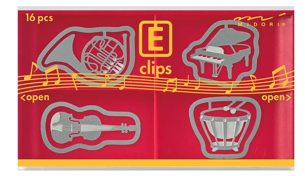 Gem i form av musikinstrument E-CLIPS - MUSIC, 16 st, Midori, Silver
