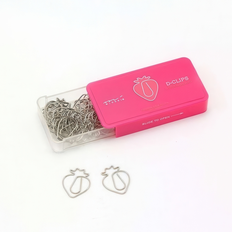 Gem, jordgubbar, 30 st, D-CLIPS STRAWBERRY, Midori, Rosa / silver