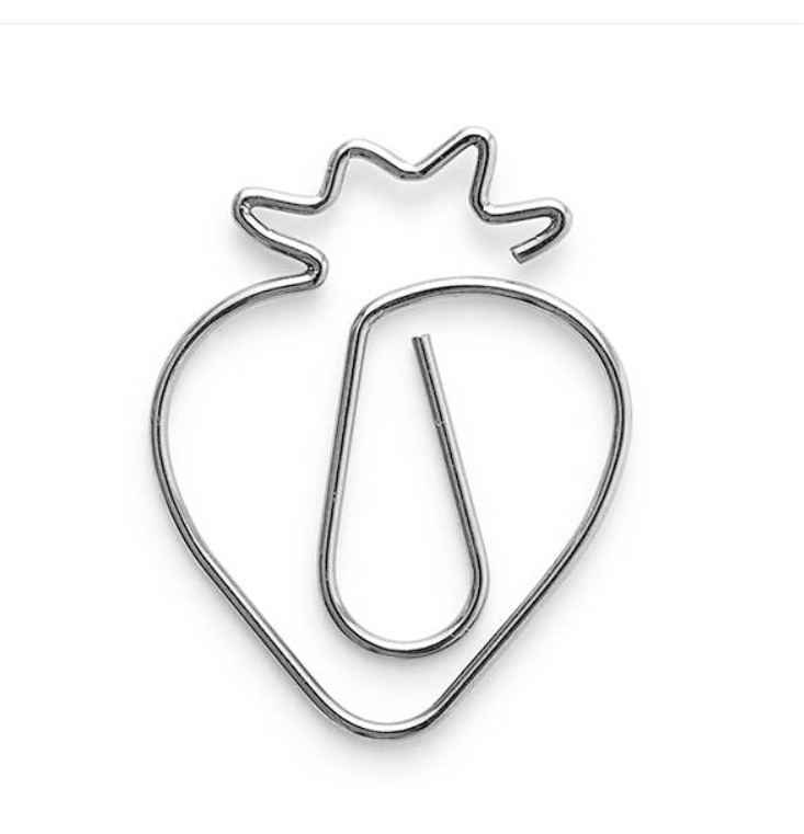 Gem, jordgubbar, 30 st, D-CLIPS STRAWBERRY, Midori, Rosa / silver