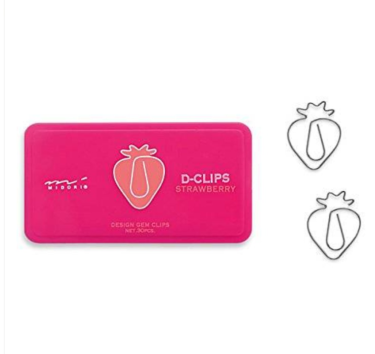 Gem, jordgubbar, 30 st, D-CLIPS STRAWBERRY, Midori, Rosa / silver