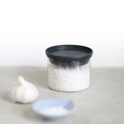 Glasburk 0,3L, STACKABLE SMALL JAR, Ø 10,4 x H 8,5 cm, Brabantia, Klar / Mörkgrå