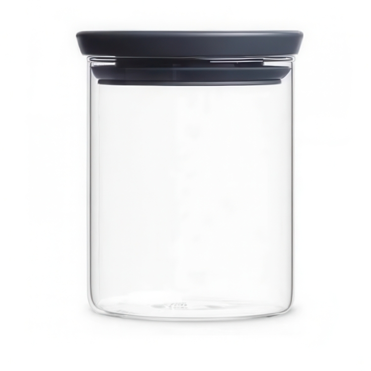 Glasburk 0,6L, STACKABLE MEDIUM JAR, Ø 10,4 x H 8,5 cm, Brabantia, Klar / Mörkgrå