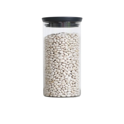 Glasburk 1,1L, STACKABLE LARGE JAR, Ø 10,4 x H 19 cm, Brabantia, Klar / Mörkgrå