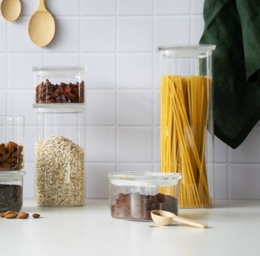 Glasburk för Spagetti, 2,2 L, PEBBLY SQUARE CLEAR LARGE, Klar 