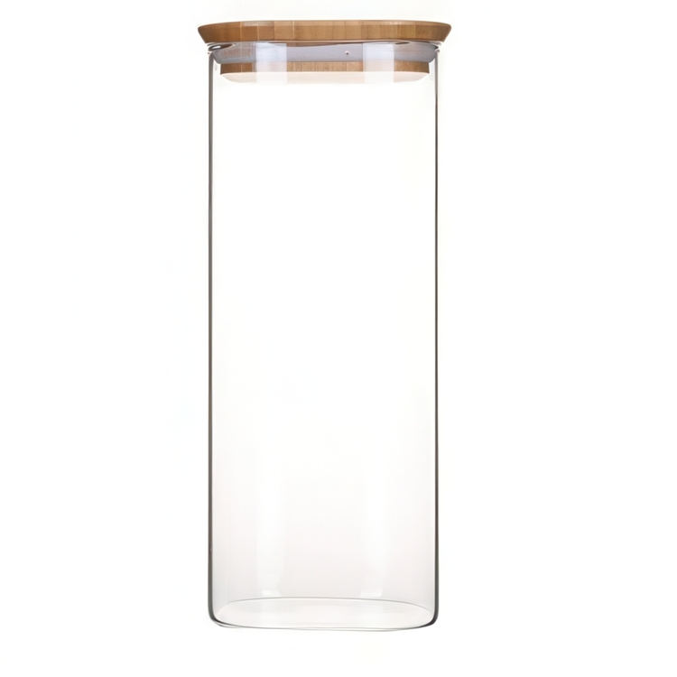 Glasburk för Spagetti, 2,2 L, PEBBLY SQUARE LARGE, Klar / Bambu